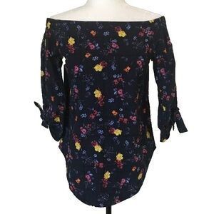 Aritzia Babaton Off-Shoulder Floral Tie-Sleeve Blouse